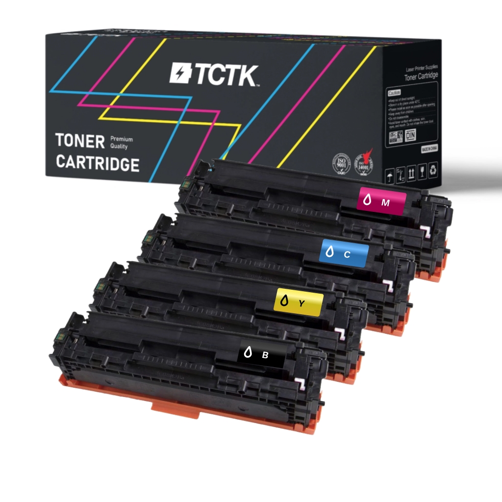 Multipack (4) Toners CMYK (Cyan/Magenta/Yellow/Black) Compatible with HP Color laserJet, LaserJet Pro, Laserjet Pro Canon LBP - Replaces 125A (CB541A) / 128A (CE321A) / CRG-716 (1979B002)